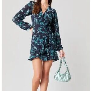 NWT Francesca's Collections Navy and Teal Floral Dress